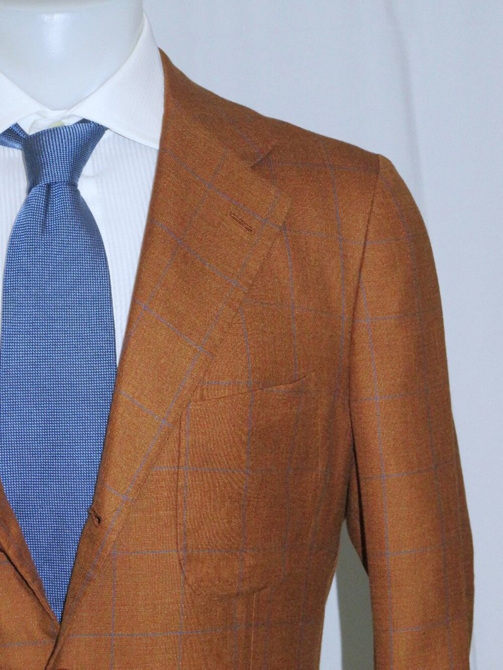 Kiton Handmade Brown Windowpane Plaid 100% Cashmere 3/2 Sport Coat 39R